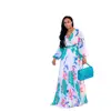 8941 printing long sleeve maxi ball gown fat women casual dresses 2018