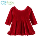 Factory Wholesale Big Bowknot Christmas Red Kids Baby Girl Party Dresses W013