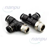 Plastic PD T Connector Male Threaded Side Tee Tube Joint 3 Way Elbow Pneumatic Fittings