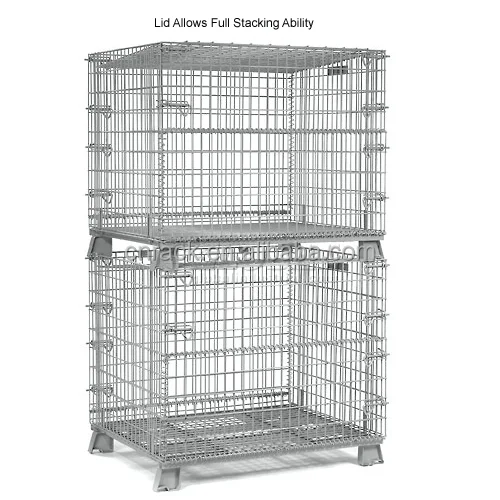 Galvanized wire mesh foldable container