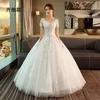 princess cut wedding dresses lace sheath casual dresses short sleeve party wear gowns for ladies Long Tail Bridal Gowns