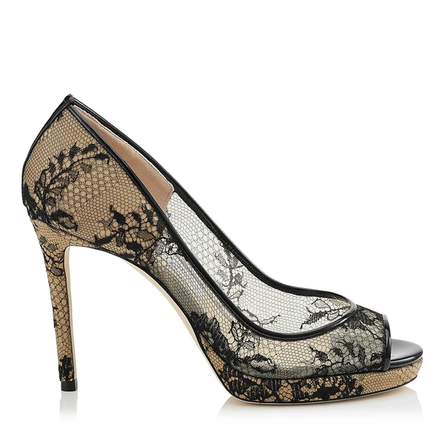 sexy fashion delicate floral lace peep toe platform high heel