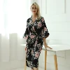 2018 Oxford Hot Style Bridal Women Floral Kimono Robe Soft Dressing Gown Tropical Navy Color Robes Bath