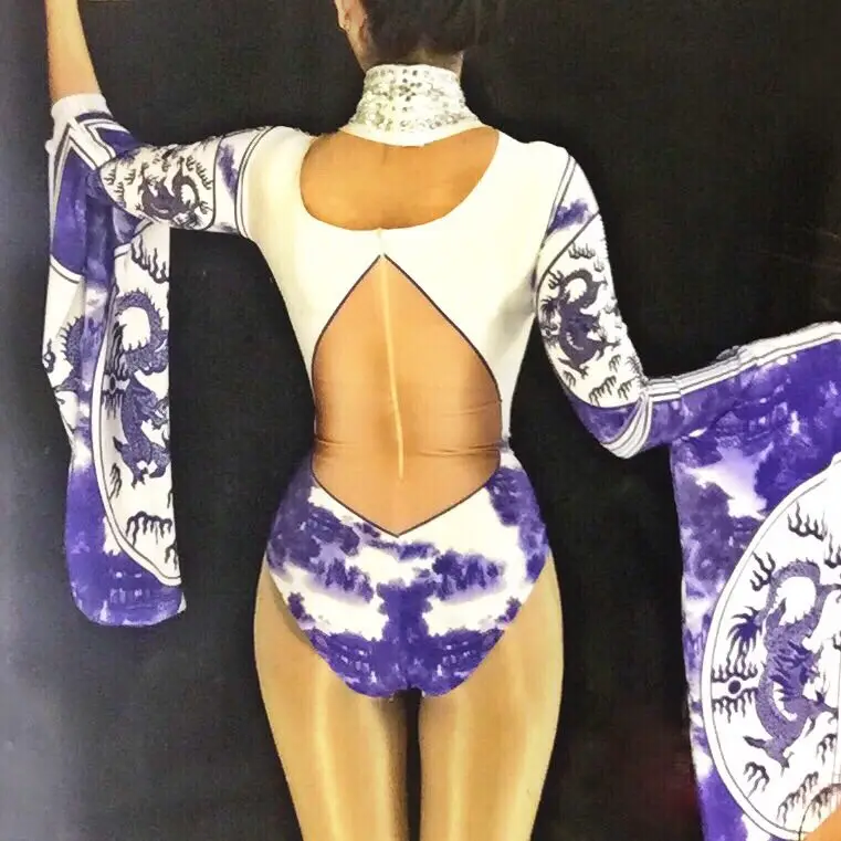 Sexy-Chinese-Blue-And-White-Porcelain-Rhinestone-Bodysuit-Female-Singer-Print-Stage-Wear-Bodysuit-One-piece (1)