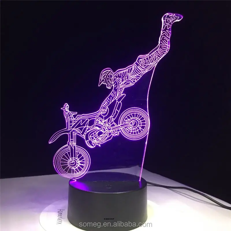 3d bulbing light toys Motorcycle LED Night Light 7 Color Changeable Table Lamp Acrylic plate children's nightlight Lamparas