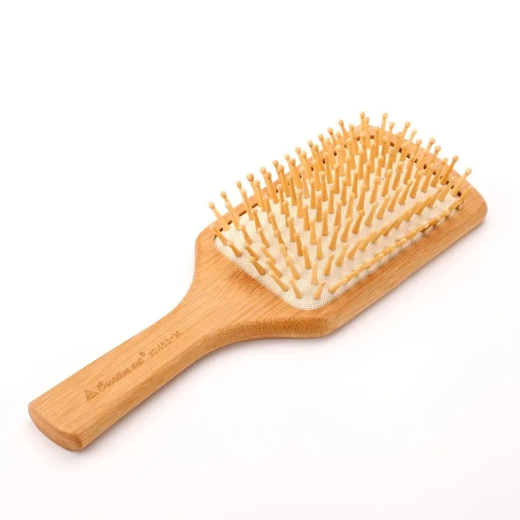 Natural Big Square Bamboo Hair Brush Bamboo Tooth With Wooden