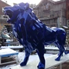 Modern art Customized Fiberglass Geometric Sculptures Large Resin Blue Lion Statue