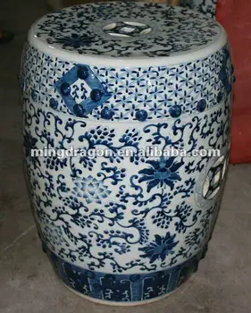 Chinese Antique Blue And White Ceramic Stool Garden Stools