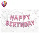 2018 apple pink foil happy birthday balloons with colors stand for party decoration
