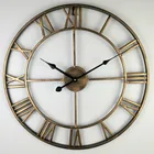24 inch Antique Country Style Round Metal Distressed Iron Roman Numeral Quartz Big Clock for Wall decor