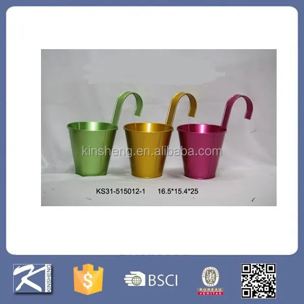 homeware or garden metal balcony flower pot with hanging