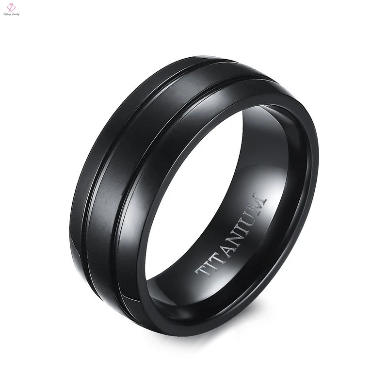 Без камня заявление Core ювелирные изделия дизайн черный группа титан кольцо