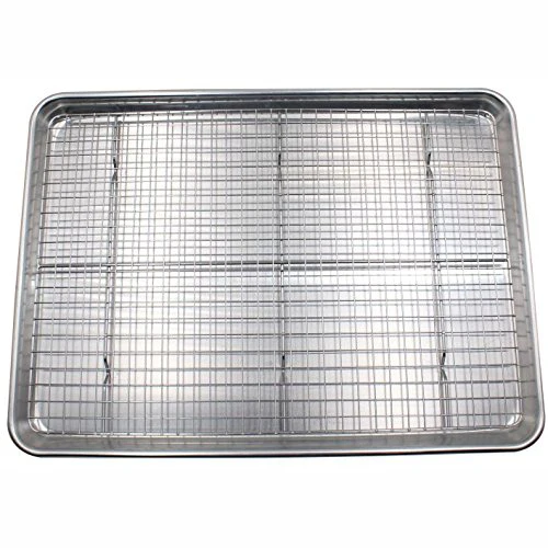 Stainless Steel Cookie Sheet Cooling Rack Set Baking Tray Bakeware Baking Sheet and Rack Set, Silver
Stainless Steel Cookie Sheet Cooling Rack Set Baking Tray Bakeware Baking Sheet and Rack Set, Silver