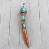 Natural antelope horn synthetic turquoise pendant, Camel bone Horn Pendant jewelry Wholesale