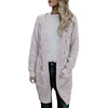 Fashion Women Long Sleeve Open Front Buttons Cable Knit Pocket Sweater Cardigan