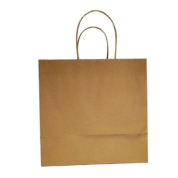 Eco Friendly Brown Kraft Paper Recyclable Bags With Handle