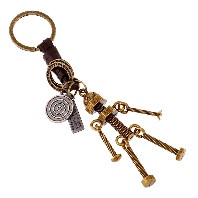 Screw robot creative leather pendant keychain 
Screw robot creative leather pendant keychain