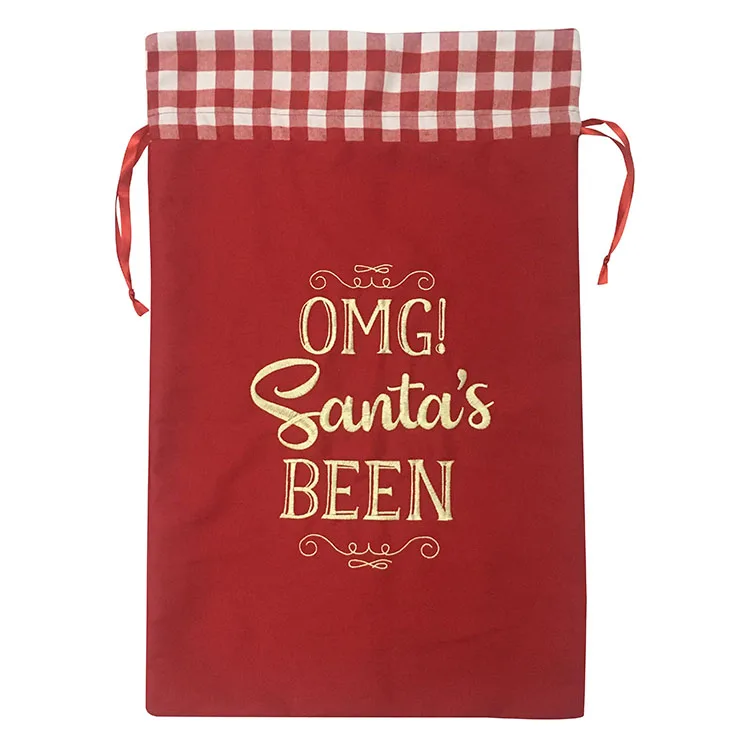 wholesale felt large red drawstring canvas gift bag christmas