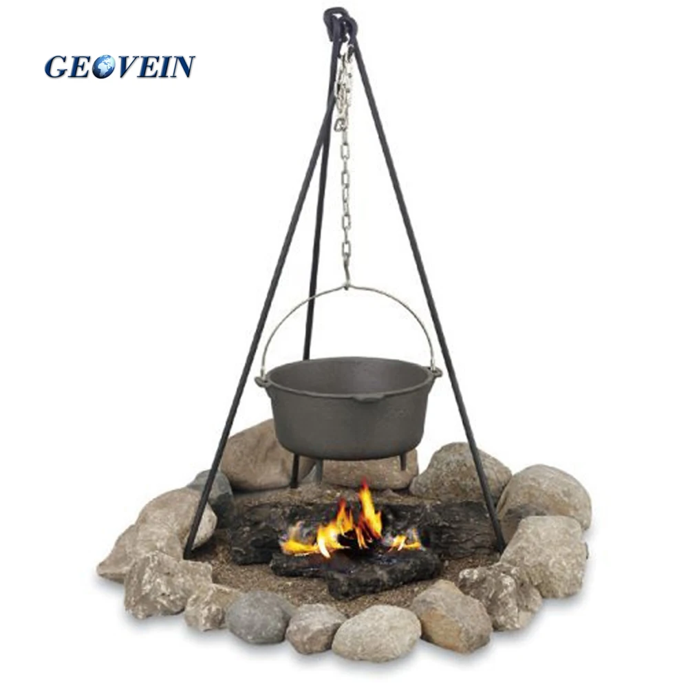 Outdoor Firepit Cooking Tripod Hanging Dutch Oven Pot Pan Campfire