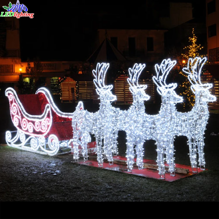 Outdoor Street Decorations Led Reindeer Sleigh Lights Buy