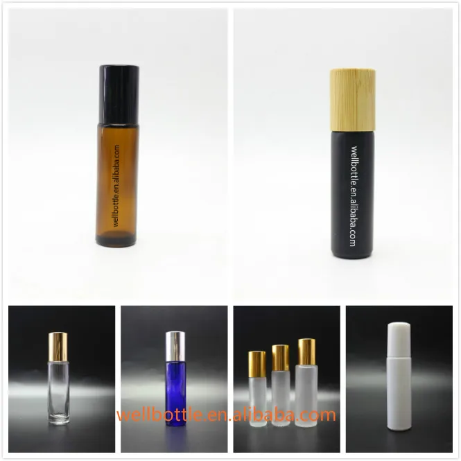 10ml essential oil white glass roller bottle with bamboo lid GR-009S