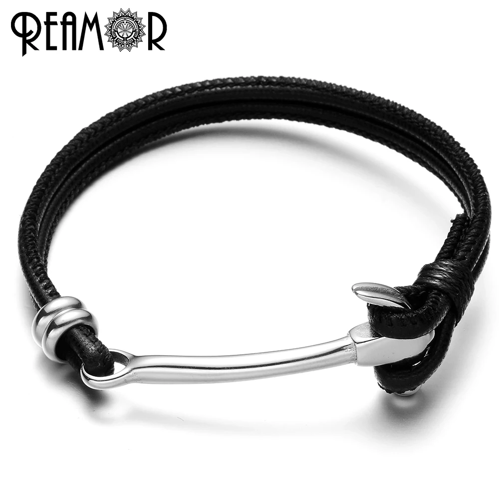 REAMOR 316L Stainless Steel Trendy Hammer Connector Charms Bracelets Double Leather Rope Bracelet Unisex Bangles Jewelry
REAMOR 316L Stainless Steel Trendy Hammer Connector Charms Bracelets Double Leather Rope Bracelet Unisex Bangles Jewelry