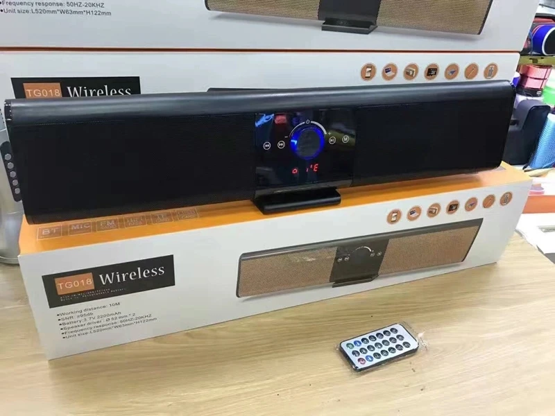 TG-018 Hot 3D Stereo wireless speaker 2019 Soundbar with Remote Controller Radio FM TF USB MP3 Music Player home theater - ANKUX.COM
