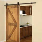 American Classical Style Solid unfinished interior wood folding sliding Barn Door with Hardware