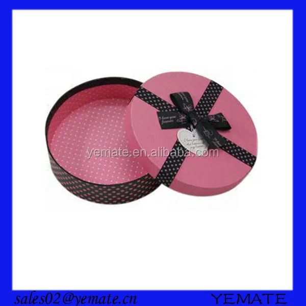 pink printed handmade cardboard tin packing box with ribbon for
