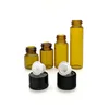Essential oil 1ml 2ml 3ml 4ml 5ml 1/4 Dram amber clear blue Glass Vial bottles With Orifice Reducer &Black Cap