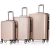 golden color 4 Wheels upright hardcase plastic suitcase Spinner ABS trolley luggage case