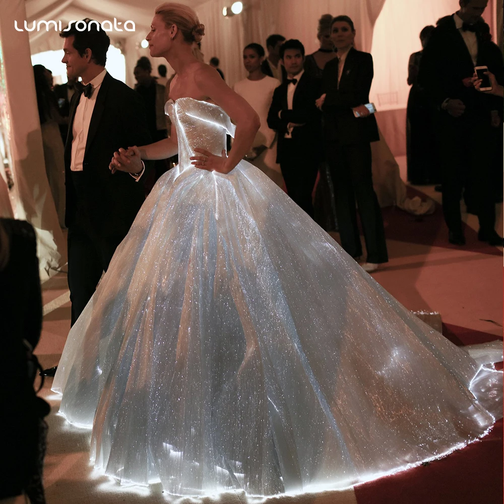 Hotsale Rgb Led Light Up Evening Dress Luminous Fabric Ball Gown