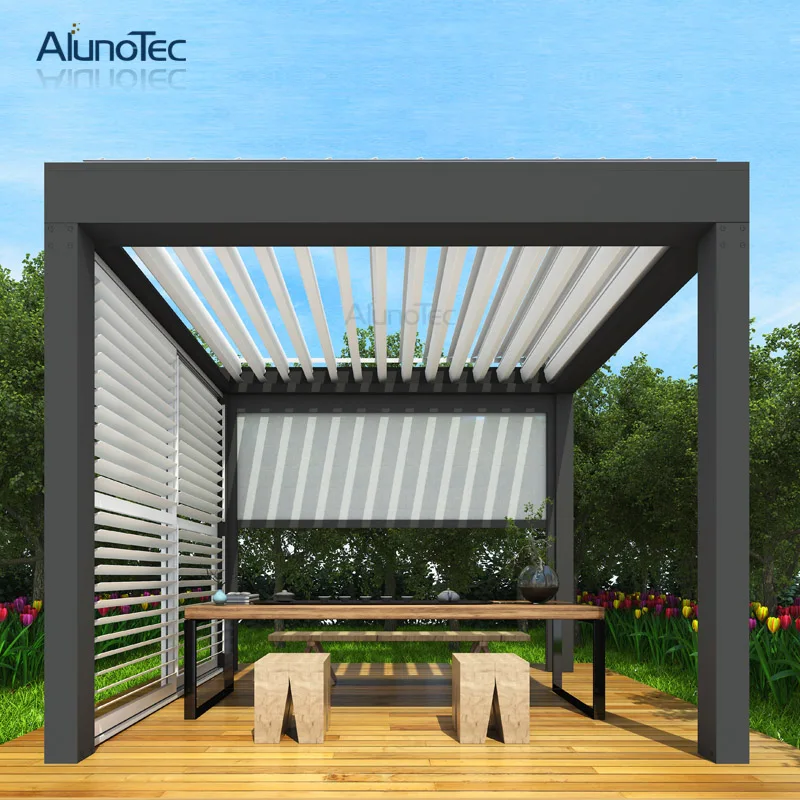 Freestanding Adjustable Patio Roofing Pergola With Sun Blinds For