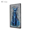 Manufacture philippines home decor long dress blue metal art custom metal painting wall art 3d