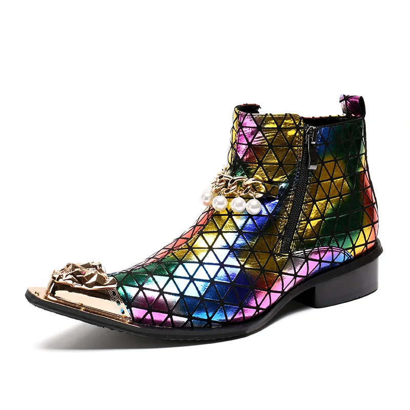 Colorful men's boots fashion supermodel men's shoes with tassels and zipper, Black/gold
Colorful men's boots fashion supermodel men's shoes with tassels and zipper, Black/gold