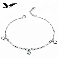 

new design heart 925 sterling silver jewellery chain anklet payal