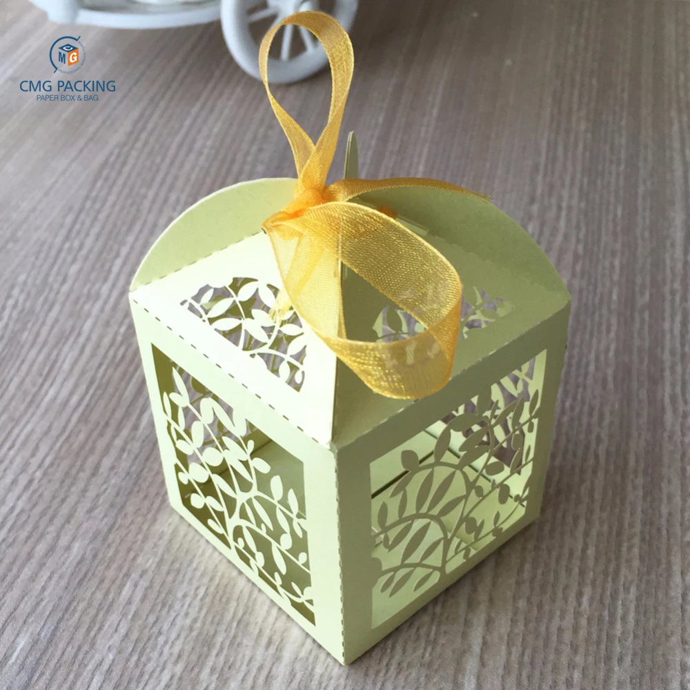 box bag chocolate paper gift box leaves design lace for birthday