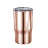 14 oz double wall Tumbler stainless steel vacuum coffee mug with clear plastic lid or plastic ring lid outer wall s/s