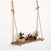 Hanging Rope Swing Shelf Picture Ledge Rustic Floating Shelf Multiple Tiered Shelving Wall Hanging Storage Home Storage