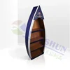 Boat Shaped 4 Tiers Flooring Display Rack Wood Display Stand for Bottles Wine Display