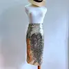 NZ049 Best Selling Europe and the United States New Wild Elastic Waist Skirt Sequins Package hip Skirt skirt Women