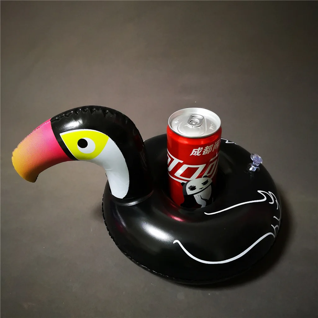 PVC Inflatable water floating toucan beer can drink holder