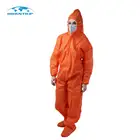 Waterproof Marine Coveralls Orange Hooded Microporous Protective Clothing For Spray Paint Industrial