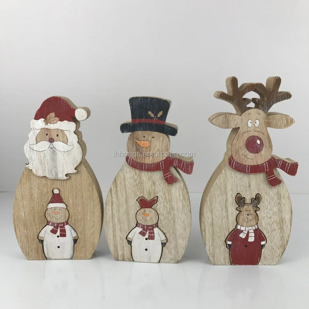 wood crafts christmas standing snowman santa claus reindeer