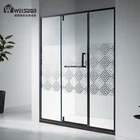 European design tempered safety glass shower door black frame hinge shower rooms shower cabin china
