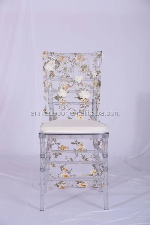 Fancy 3D flower embroidered shaped organza wedding chair cover