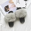 2018 Attractive Design Furry Fox Skin Fur Sandal Slides Slippers For Women