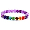 Fashion 7 Chakra Stone Bracelet Amethyst Crystal Jewelry Reiki Healing Balancing Round Beads