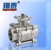 Stainless Steel 3PC Ball Valve with Mounting Pad, ISO5211, Female End