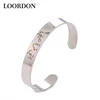 LOORDON Stock Stainless Steel Gold Arabic Words Engraved Cuff Bangle
